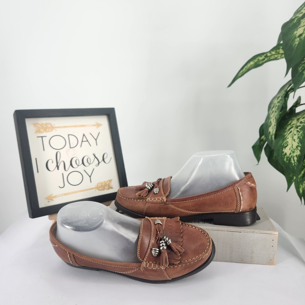 Studio De Monde Vintage Brown Leather Kiltie Tassle Loafer Bead Low Heel Shoe 8M